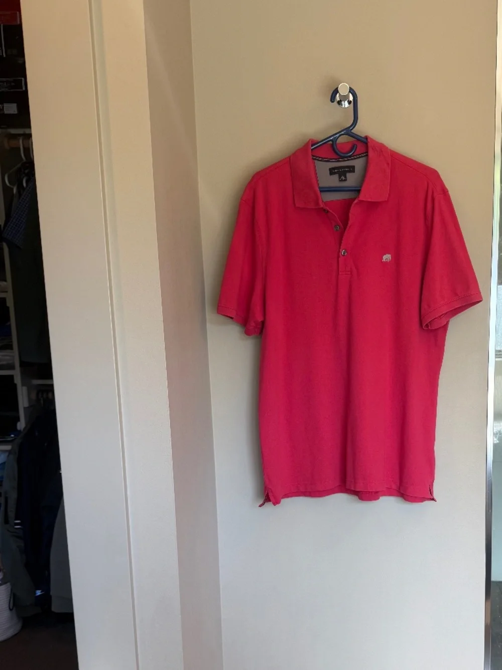 Banana Republic Coral Red Pique Polo Elephant Logo Size XL